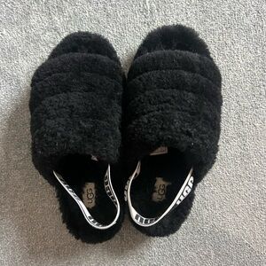 UGG Black Fluffy Slides